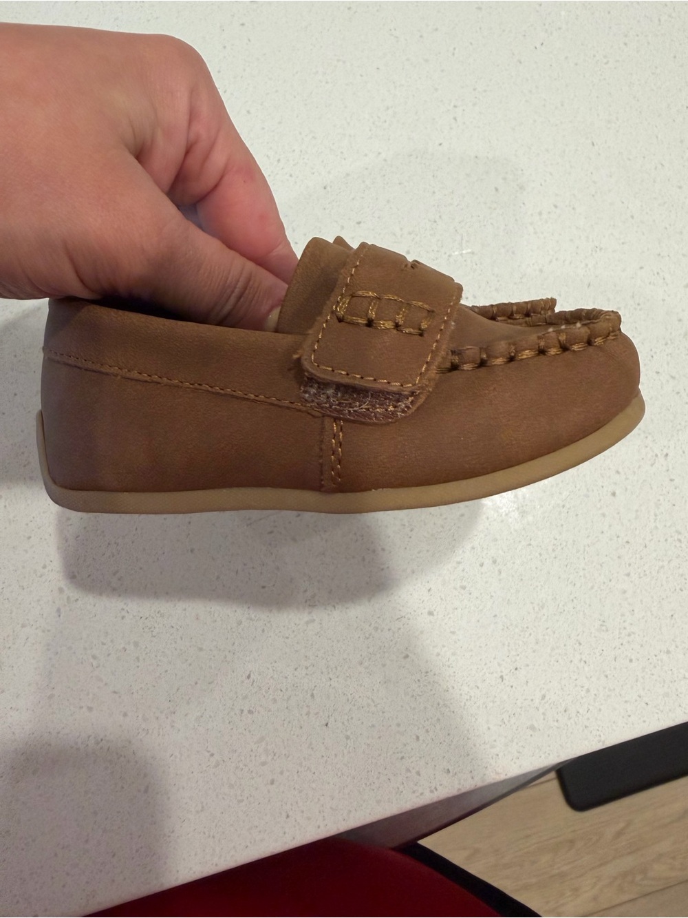Cat & Jack Toddler Brown Moccasin Slip-On with Hook-and-Loop Strap